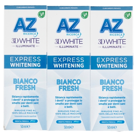 AZ Ricerca Dentifricio 3D White Illuminate Express Whitening Bianco Fresh 3 x 50 ml